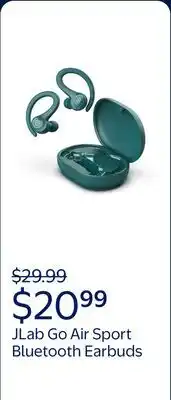 Walmart JLab Go Air Sport Bluetooth Earbuds, True Wireless with Charging Case, Teal offer