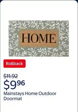 Walmart Mainstays Home Outdoor Doormat, 18x30 offer