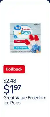 Walmart Great Value Assorted Flavor Freedom Ice Pops offer