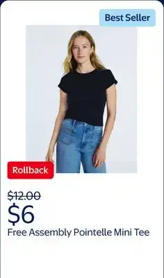 Walmart Free Assembly Women's and Women's Plus Pointelle Mini Tee with Short Sleeves offer