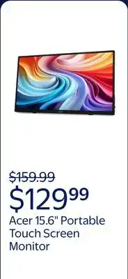 Walmart Acer 15.6 Portable Touch Screen Monitor, IPS Full HD (1920x1080), 60Hz, Black, PM161QT bmiuuux offer