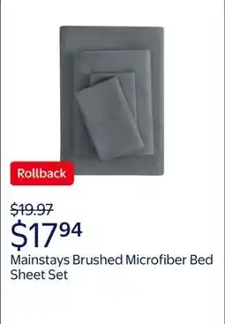 Walmart Mainstays Super Soft Brushed Microfiber Bed Sheet Set, Soothing Gray, Queen offer