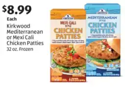 Aldi Kirkwood Mediterranean or Mexi Cali Chicken Patties offer
