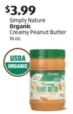 Aldi Simply Nature Organic Creamy Peanut Butter offer