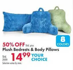 Boscov's Plush Bedrests & Body Pillows offer