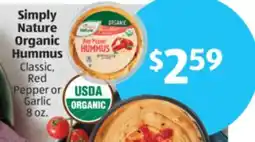 Aldi Simply Nature Organic Hummus offer