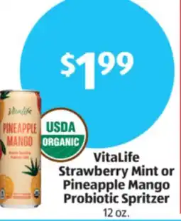 Aldi VitaLife Strawberry Mint or Pineapple Mango Probiotic Spritzer offer