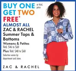 Boscov's ALMOST ALL ZAC & RACHEL Summer Tops & Bottoms offer
