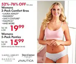 Boscov's Womens 3-Pack Comfort Bras, Womens 5-Pack Panties offer