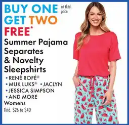 Boscov's Summer Pajama Separates & Novelty Sleepshirts offer