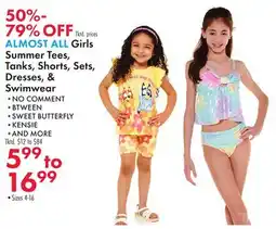 Boscov's ALMOST ALL Girls Summer Tees, Tanks, Shorts, Sets, Dresses, & Swimwear offer