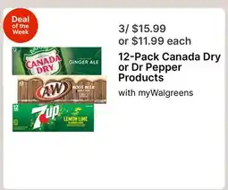Walgreens 12-Pack Canada Dry or Dr Pepper Products offer