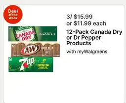 Walgreens 12-Pack Canada Dry or Dr Pepper Products offer