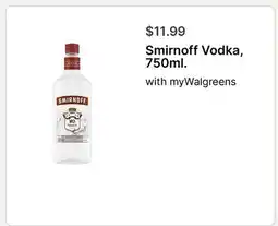 Walgreens Smirnoff Vodka, 750ml offer
