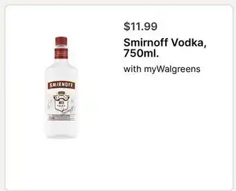Walgreens Smirnoff Vodka, 750ml offer
