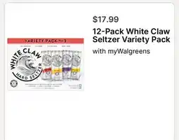 Walgreens 12-Pack White Claw Seltzer Variety Pack offer