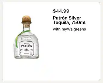 Walgreens Patrón Silver Tequila, 750ml offer