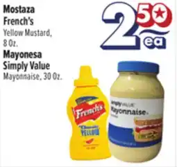 El Super French's Yellow Mustard, 8 Oz. Simply Value Mayonnaise, 30 Oz offer