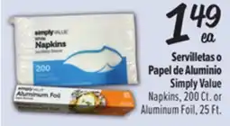 El Super Napkins, 200 Ct. or Aluminum Foil, 25 Ft offer