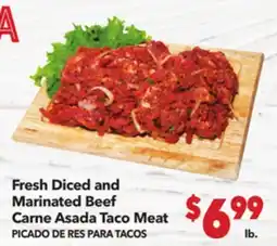 Vallarta Supermarkets Fresh Diced and Marinated Beef Carne Asada Taco Meat / PICHADO DE RES PARA TACOS offer