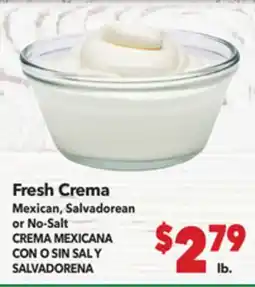 Vallarta Supermarkets Fresh Crema / CREMA MEXICANA CON O SIN SAL Y SALVADORENA offer