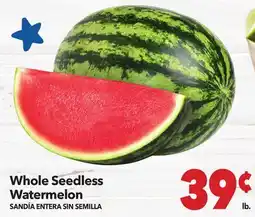 Vallarta Supermarkets Whole Seedless Watermelon / SANDÍA ENTERA SIN SEMILLA offer