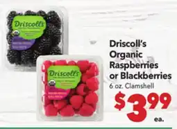 Vallarta Supermarkets Driscoll's Organic Raspberries or Blackberries offer