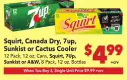 Vallarta Supermarkets Squirt, Canada Dry, 7up, Sunkist or Cactus Cooler offer