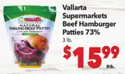 Vallarta Supermarkets Vallarta Supermarkets Beef Hamburger Patties 73% offer