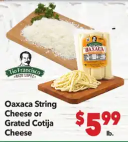 Vallarta Supermarkets Oaxaca String Cheese or Grated Cotija Cheese offer