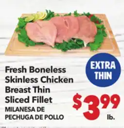 Vallarta Supermarkets Fresh Boneless Skinless Chicken Breast Thin Sliced Fillet / MILANESA DE PECHUGA DE POLLO offer