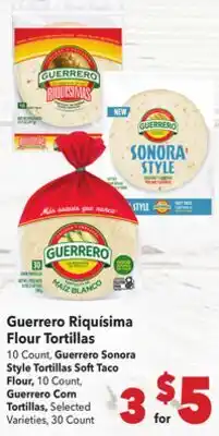 Vallarta Supermarkets Guerrero Riquísima Flour Tortillas offer