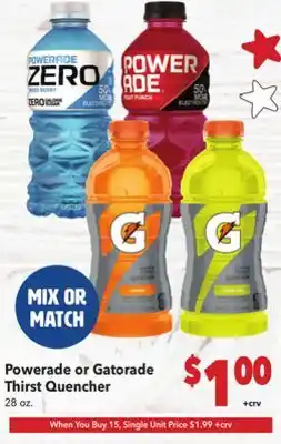 Vallarta Supermarkets Powerade or Gatorade Thirst Quencher offer