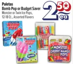 El Super Fresh Bomb Pop or Budget Saver Monster or Twin Ice Pops offer
