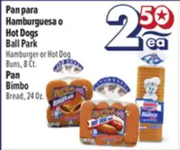 El Super Fresh Ball Park Hamburger or Hot Dog Buns 8 Ct., Pan Bimbo Bread, 24 oz offer