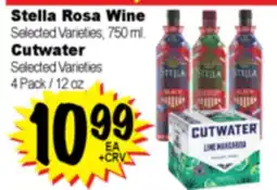 Superior Grocers Stella Rosa Wine Selected Varieties, 750 ml., Cutwater Selected Varieties 4 Pack / 12 oz offer