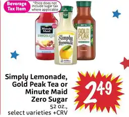 Foodmaxx Simply Lemonade, Gold Peak Tea or Minute Maid Zero Sugar offer