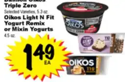 Superior Grocers Triple Zero Selected Varieties, 5.3 oz. Oikos Light N Fit Yogurt Remix or Mixim Yogurts 4.5 oz offer