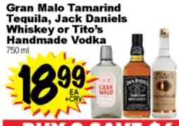 Superior Grocers Gran Malo Tamarind Tequila, Jack Daniel Whiskey or Tito's Handmade Vodka offer