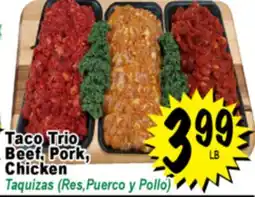 Superior Grocers Taco Trio Beef, Pork, Chicken offer