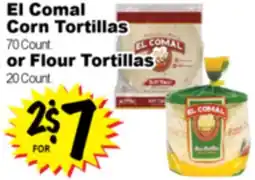 Superior Grocers El Comal Corn Tortillas 70 Count or Flour Tortillas 20 Count offer
