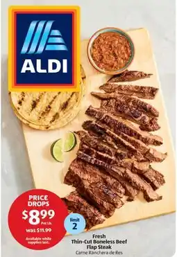 Aldi Fresh Thin-Cut Beef Flap Steak offer