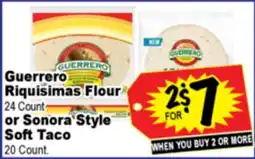 Superior Grocers Guerrero Riquisimas Flour 24 Count or Sonora Style Soft Taco 20 Count offer