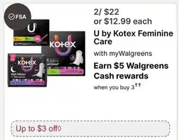 Walgreens U by Kotex Feminine Care offer