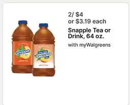 Walgreens Snapple Tea or Drink offer