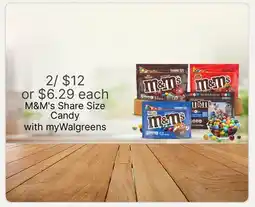 Walgreens M&Ms Share Size Candy offer