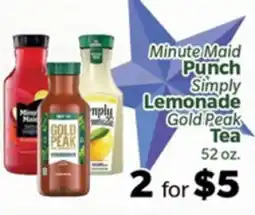Living Fresh Market Minute Maid Punch Simply Lemonade Gold Peak Tea offer