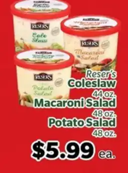 Living Fresh Market Reser's Coleslaw Macaroni Salad Potato Salad offer