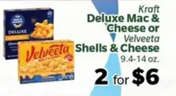 Living Fresh Market Kraft Deluxe Mac & Cheese or Velveeta Shells & Cheese offer