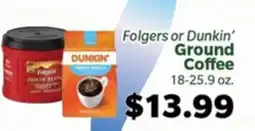 Living Fresh Market Folgers or Dunkin' Ground Coffee offer